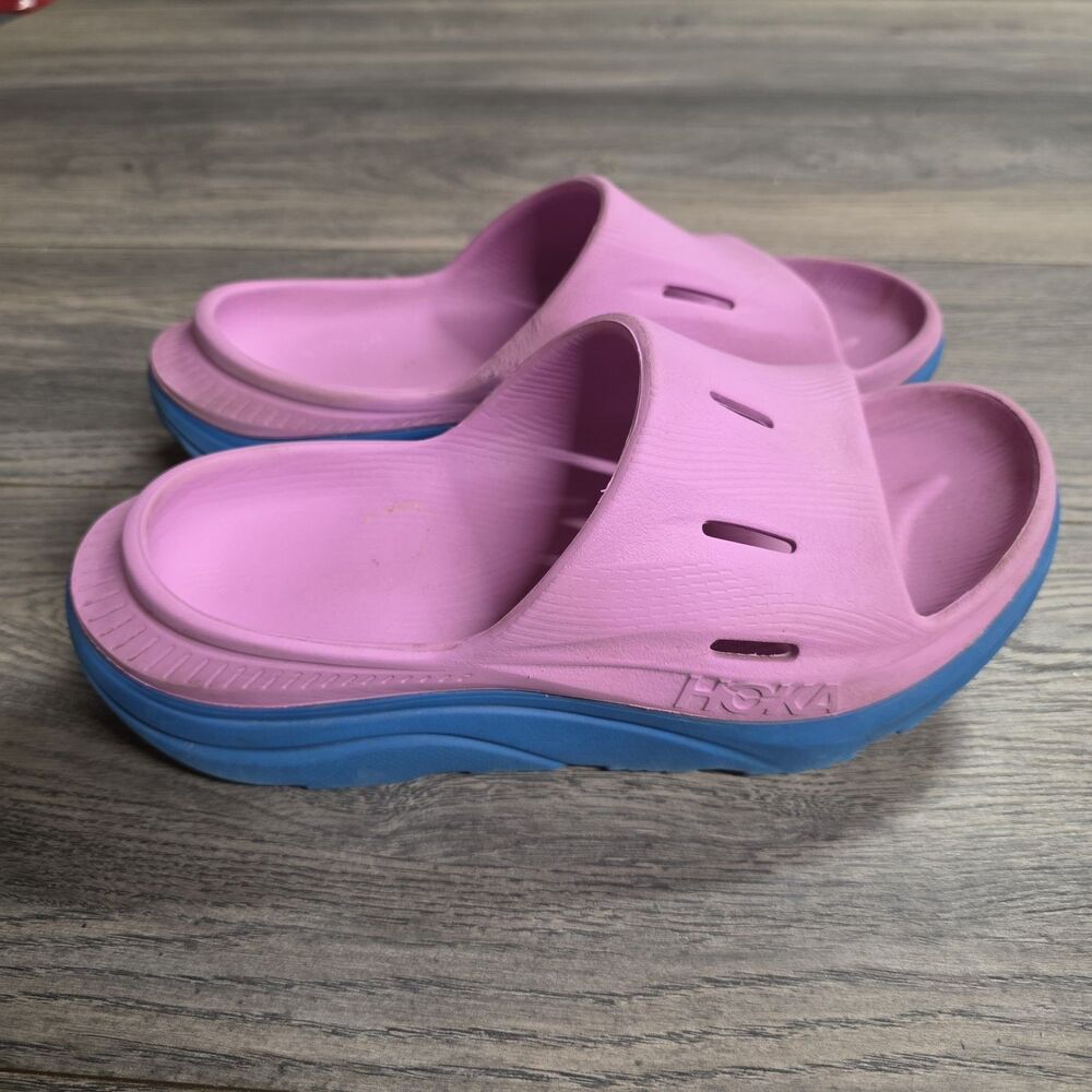 Hoka Ora Recovery 3 Slide Sandals Cyclamen/Coastal Sky Size W7